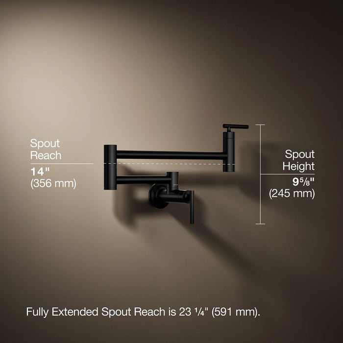 KOHLER K-35745 Wall-mount pot filler, matte black - view 4