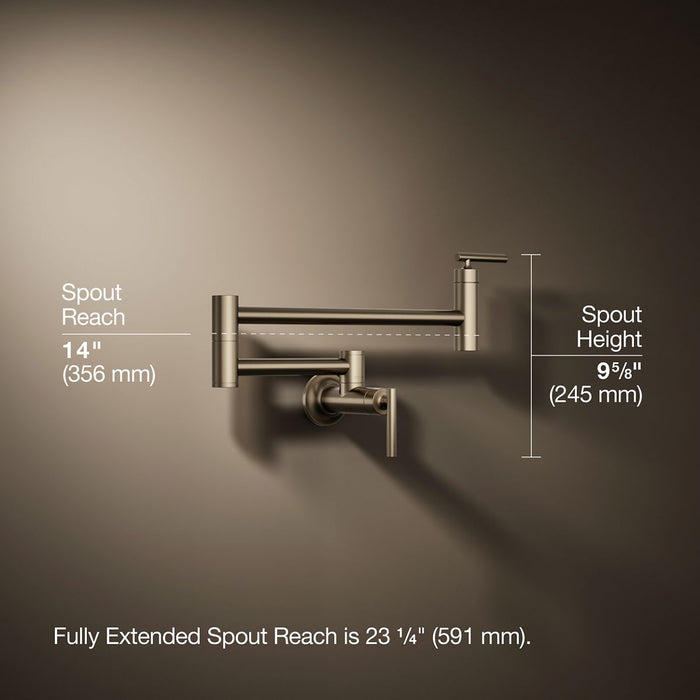 KOHLER K-35745 Wall-mount pot filler, vibrant brushed bronze - view 4