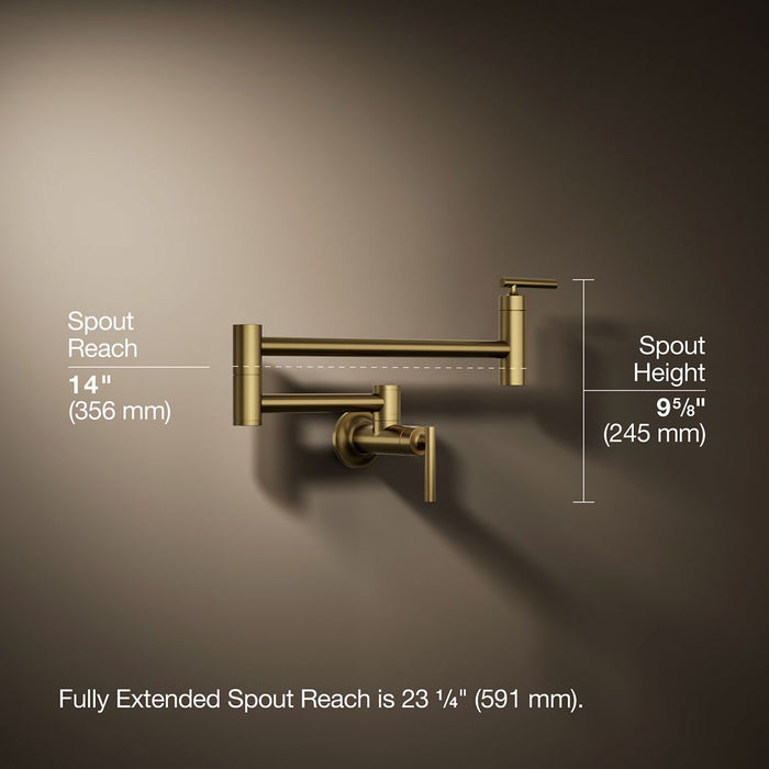 KOHLER K-35745 Wall-mount pot filler, vibrant brushed moderne brass - view 5