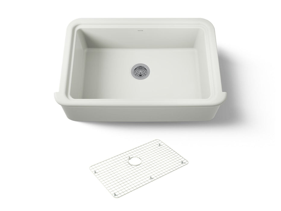 KOHLER K-36250 Audrine 35-1/2" undermount single-bowl farmhouse kitchen sink, dune