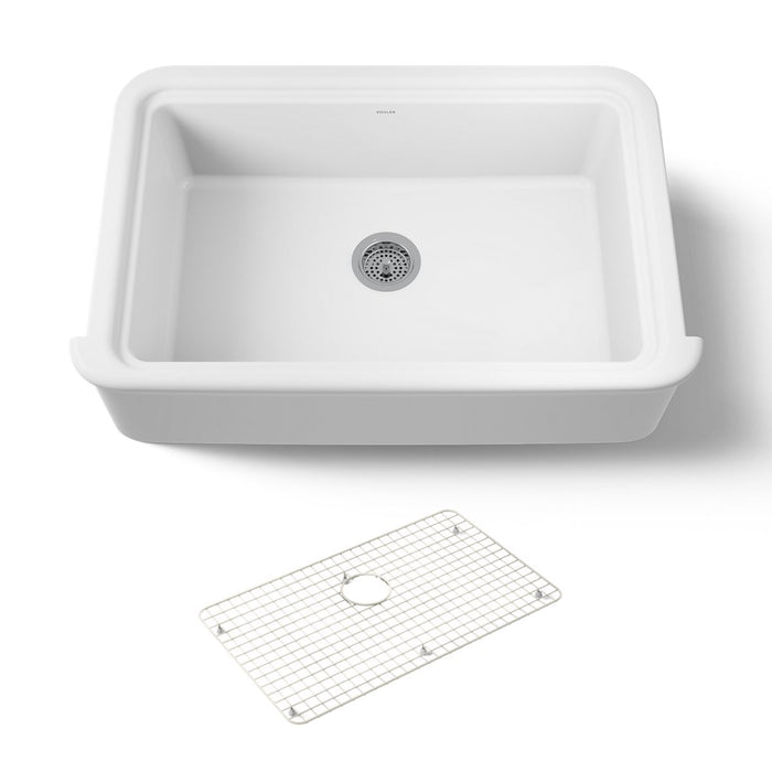 KOHLER K-36250 Audrine 35-1/2" undermount single-bowl farmhouse kitchen sink, white - view 5