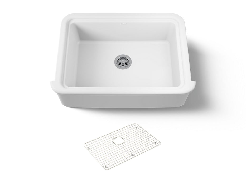 KOHLER K-36251 Audrine 32-1/2" undermount single-bowl farmhouse kitchen sink, white