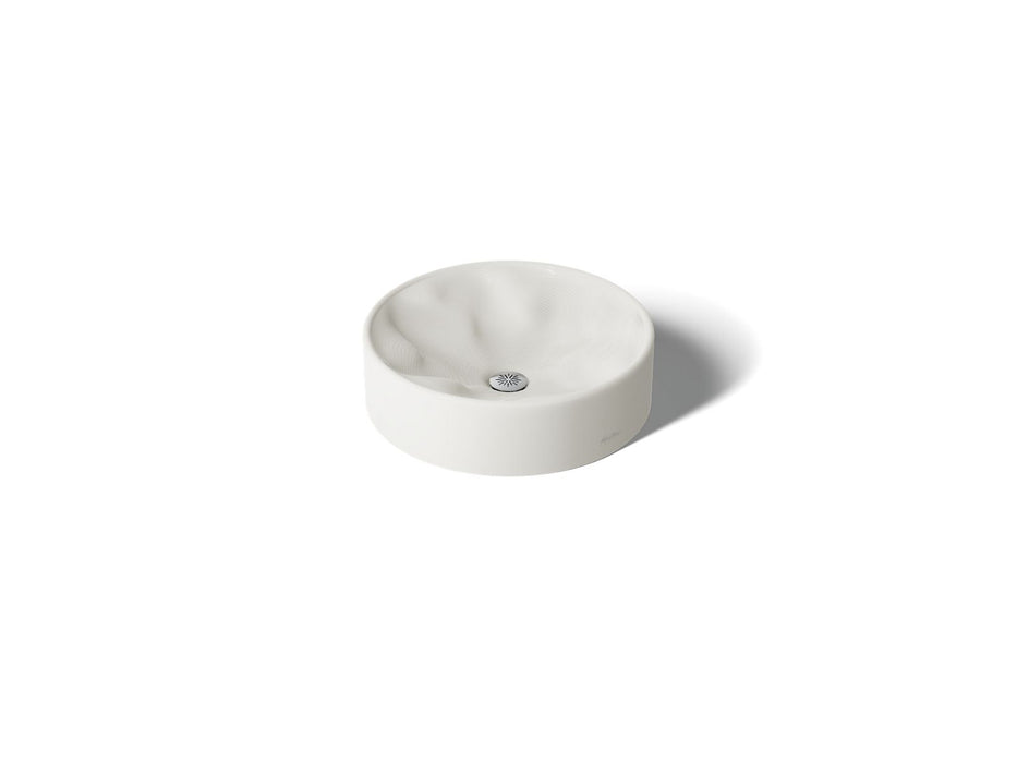 KOHLER K-37692 Rista 16-1/4" round vessel bathroom sink, no overflow, natural white