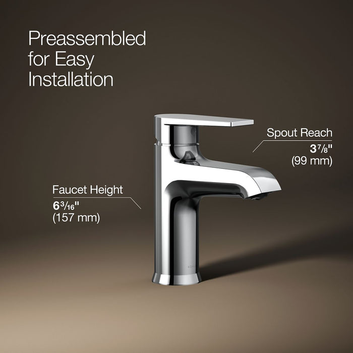 KOHLER K-37891-4 Hint Single-handle bathroom sink faucet, 1.2 gpm, polished chrome - view 2