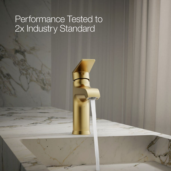 KOHLER K-37891-4 Hint Single-handle bathroom sink faucet, 1.2 gpm, vibrant brushed moderne brass - view 3