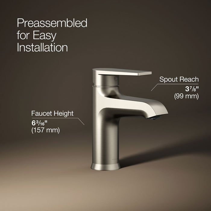 KOHLER K-37891-4 Hint Single-handle bathroom sink faucet, 1.2 gpm, vibrant brushed nickel - view 2