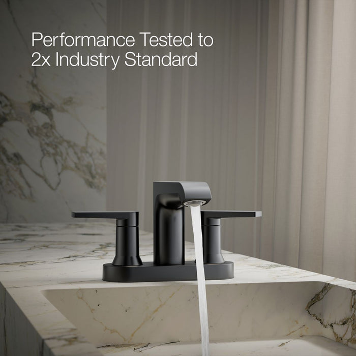 KOHLER K-37894-4 Hint Centerset bathroom sink faucet, 1.2 gpm, matte black - view 3