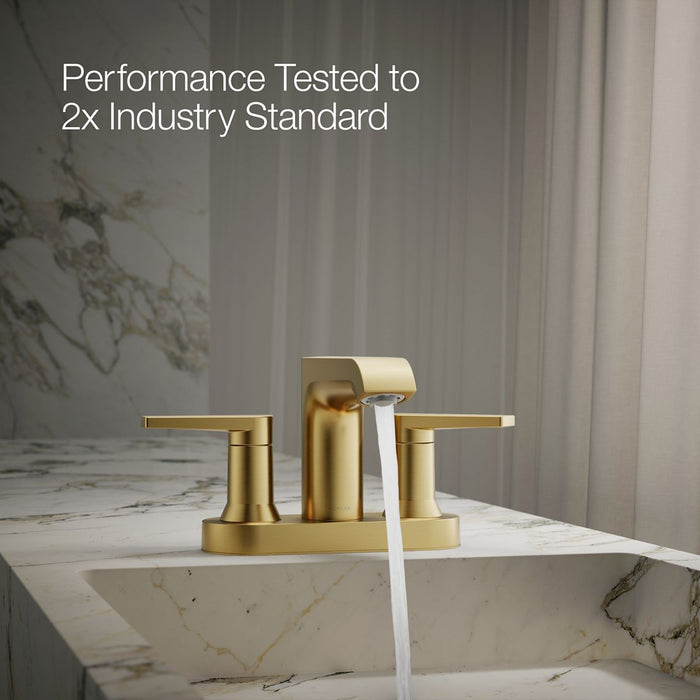 KOHLER K-37894-4 Hint Centerset bathroom sink faucet, 1.2 gpm, vibrant brushed moderne brass - view 3