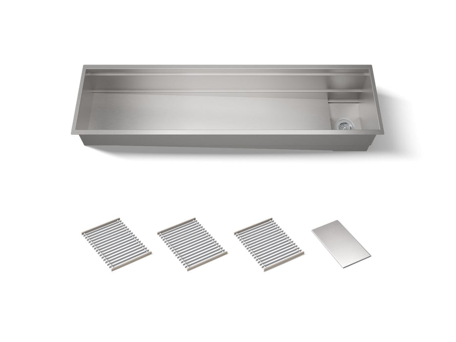 KOHLER K-37905 Synthos 69-3/4" Undermount Single-bowl Kitchen Sink, Stainless Steel - 3/4 view of product
