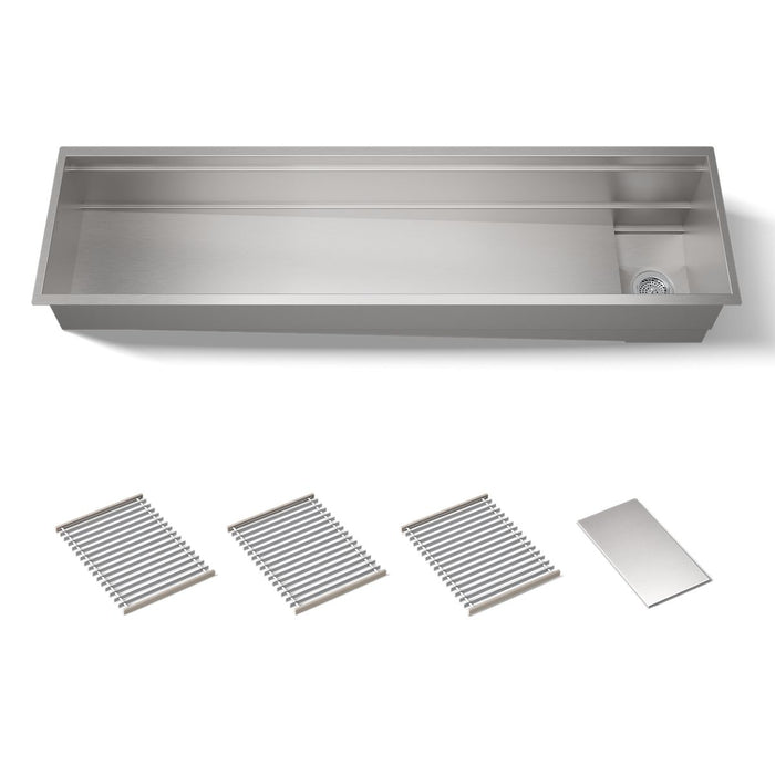 KOHLER K-37905 Synthos 69-3/4" Undermount Single-bowl Kitchen Sink, Stainless Steel - 3/4 view of product