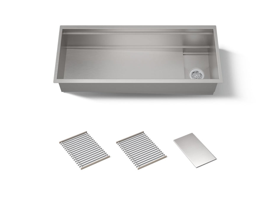 KOHLER K-37907 Synthos 45-3/4" Undermount Single-bowl Kitchen Sink, Stainless Steel - 3/4 view of product