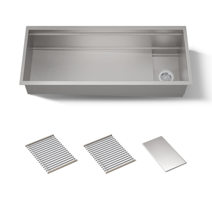 KOHLER K-37907 Synthos 45-3/4" Undermount Single-bowl Kitchen Sink, Stainless Steel - 3/4 view of product