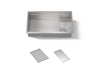 KOHLER K-37908 Synthos 33-3/4" Undermount Single-bowl Kitchen Sink, Stainless Steel - 3/4 view of product