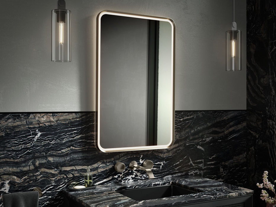 KOHLER K-38023-DLM Essential 22" x 34" rectangular lighted framed mirror, brushed nickel - view 3