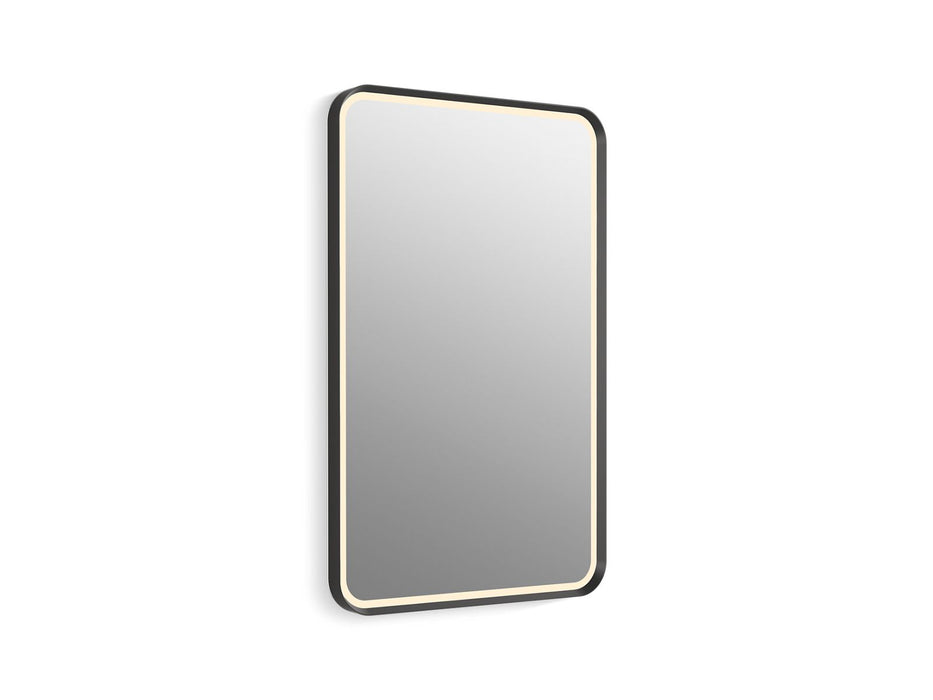 KOHLER K-38023-DLM Essential 22" x 34" rectangular lighted framed mirror, matte black