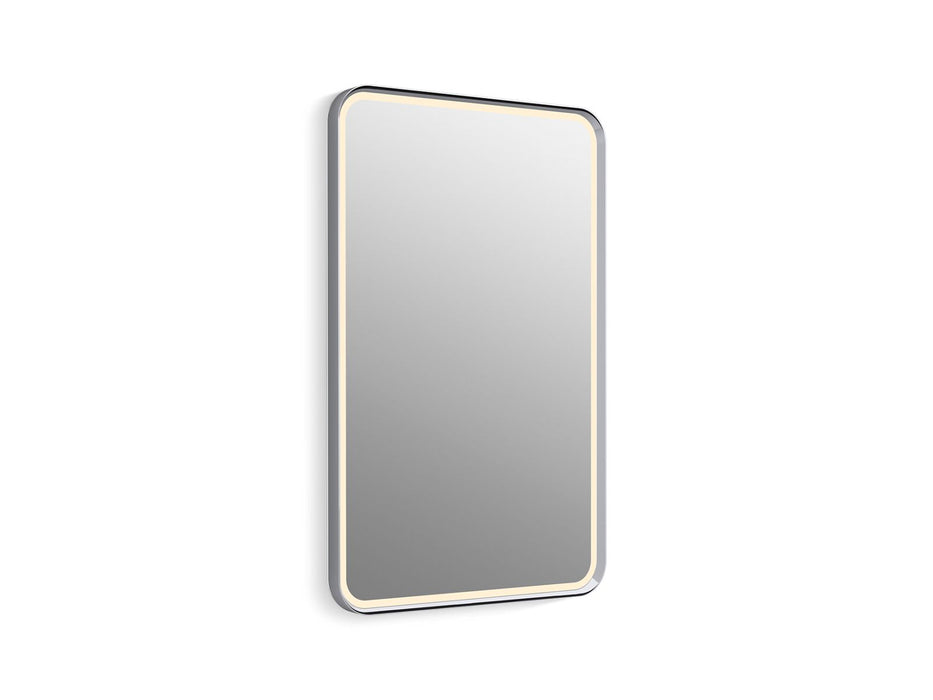 KOHLER K-38023-DLM Essential 22" x 34" rectangular lighted framed mirror, polished chrome