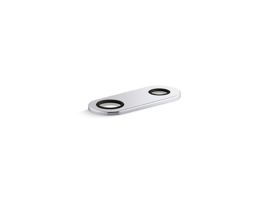 KOHLER K-38169 4" two-hole escutcheon plate for Insight and Kinesis lavatory faucets and soap dispensers, polished chrome