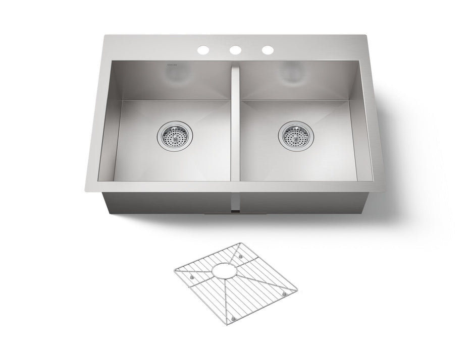 KOHLER K-3820-3 Vault 33" top-/undermount double-bowl kitchen sink