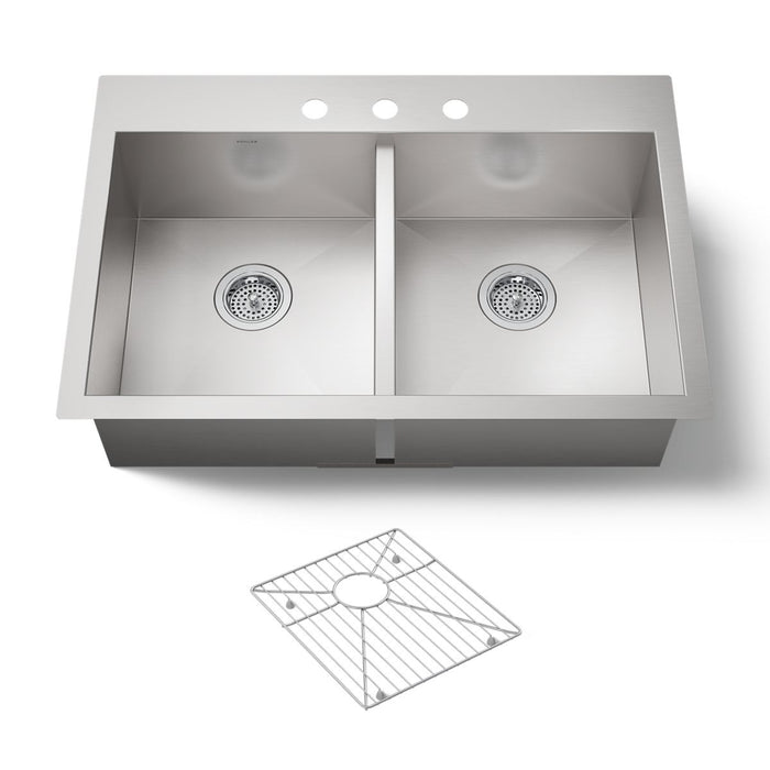 KOHLER K-3820-3 Vault 33" top-/undermount double-bowl kitchen sink