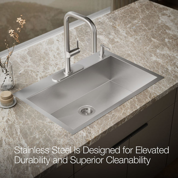 KOHLER K-3821-4 Vault 33" top-/undermount single-bowl kitchen sink