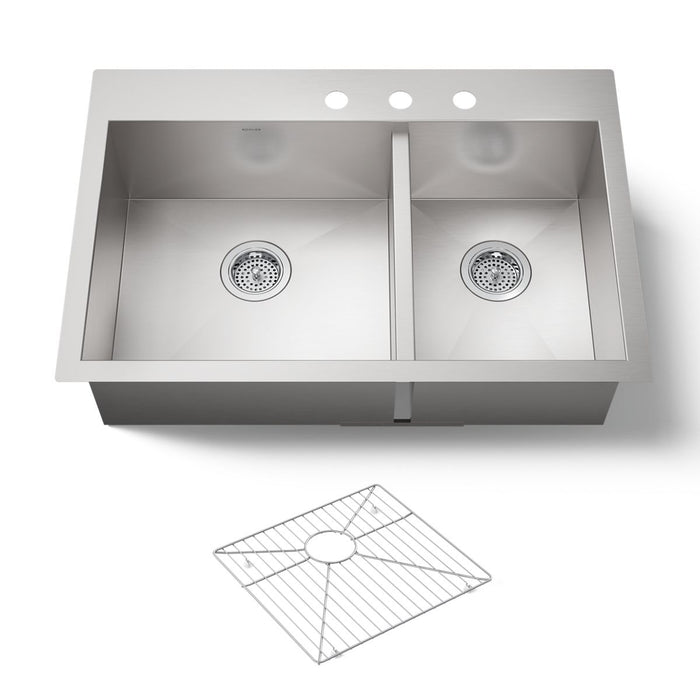 KOHLER K-3823-3 Vault 33" top-/undermount double-bowl kitchen sink