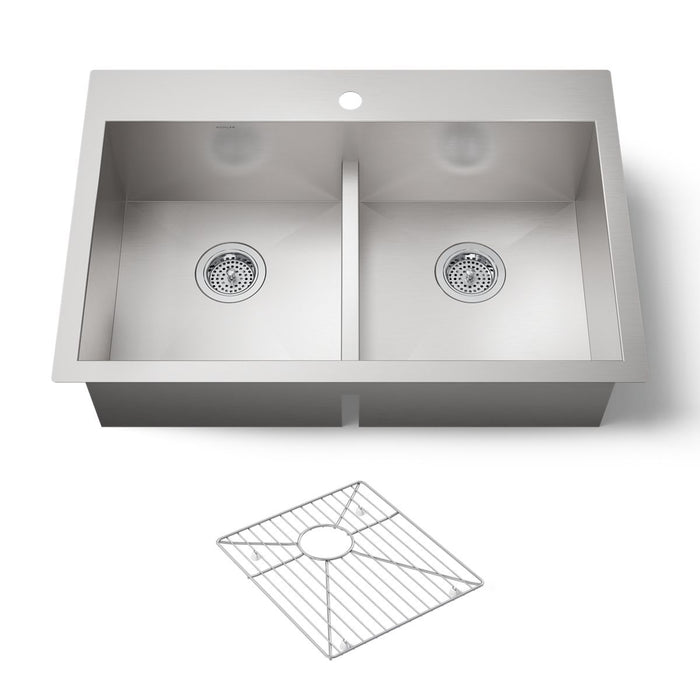 KOHLER K-3838-1 Vault Smart Divide 33" top-/undermount double-bowl kitchen sink