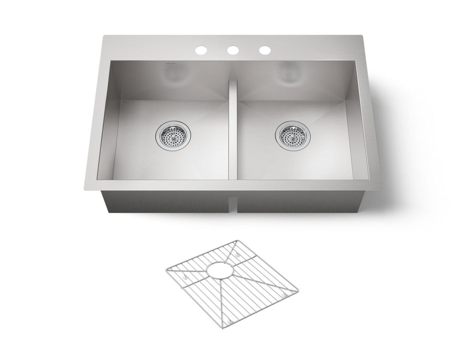 KOHLER K-3838-3 Vault Smart Divide 33" top-/undermount double-bowl kitchen sink