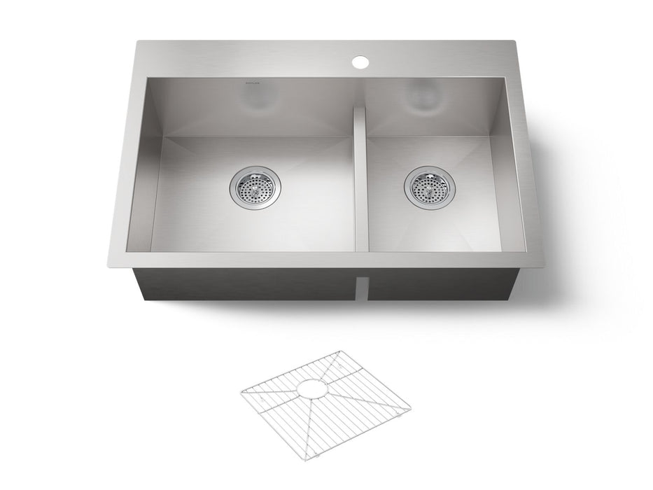 KOHLER K-3839-1 Vault Smart Divide 33" top-/undermount double-bowl kitchen sink