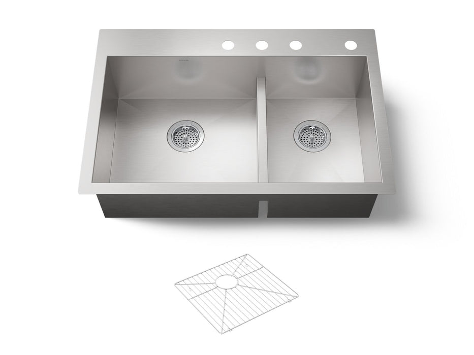 KOHLER K-3839-4 Vault Smart Divide 33" top-/undermount double-bowl kitchen sink
