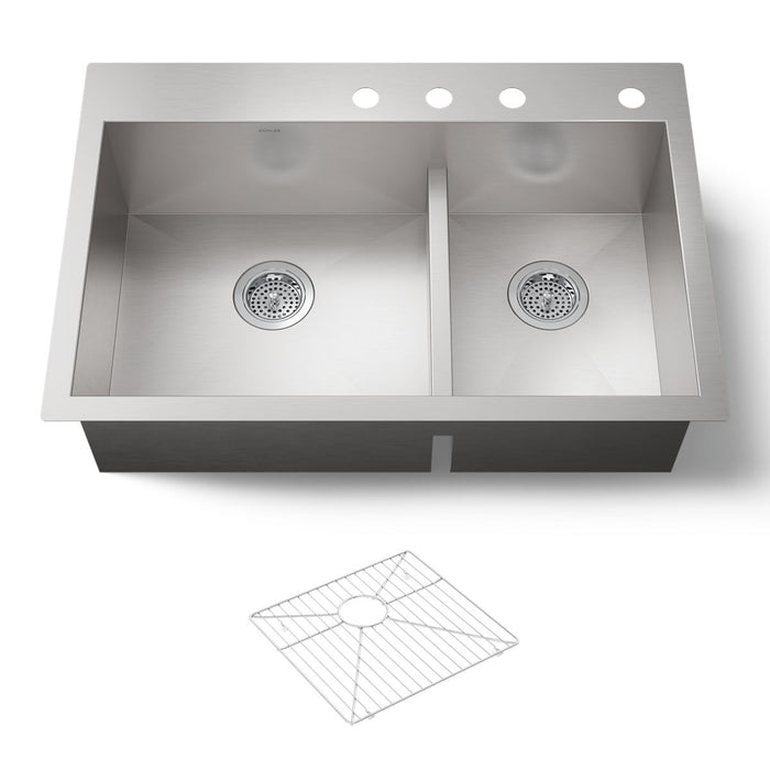 KOHLER K-3839-4 Vault Smart Divide 33" top-/undermount double-bowl kitchen sink