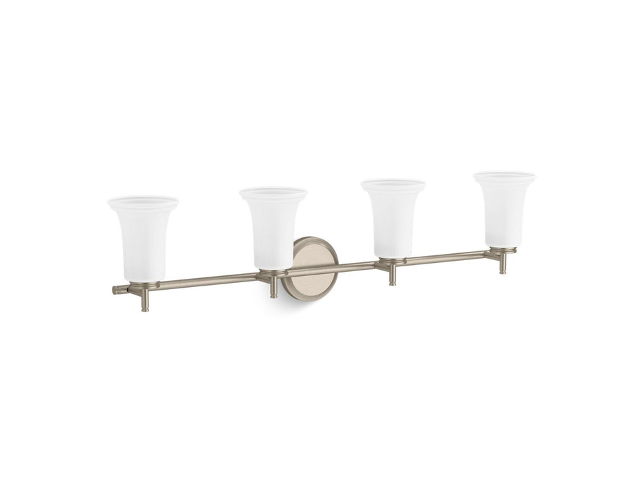 KOHLER K-38407-SC04 Bellera Four-light sconce with frosted shades, brushed nickel
