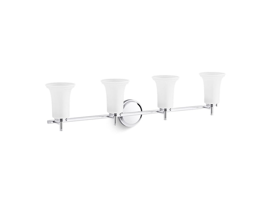 KOHLER K-38407-SC04 Bellera Four-light sconce with frosted shades, polished chrome