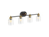KOHLER K-38419-SC04 Tannage Four-light sconce, black with brass trim - view 2
