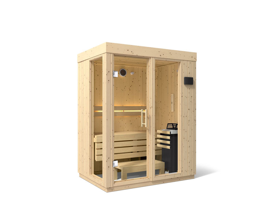 KOHLER K-38440-0FNC C1 Two-person Indoor Sauna, Scandinavian Spruce - 3/4 view of product