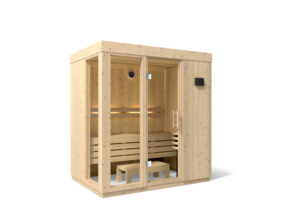 KOHLER K-38441-0FNC C1 Three-person Indoor Sauna, Scandinavian Spruce - 3/4 view of product