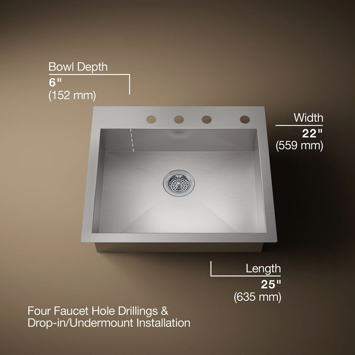 KOHLER K-3894 Vault 24" undermount single-bowl kitchen sink