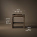 3/4 view of product with dimensions