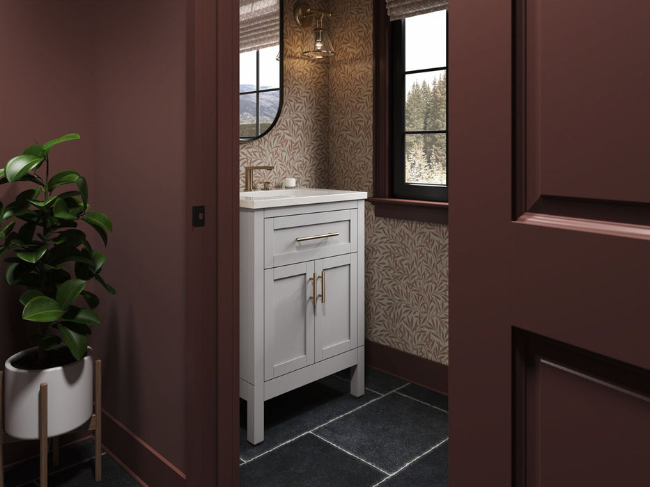 KOHLER K-39603-ASB Hadron 24" bathroom vanity cabinet with sink and quartz top, atmos grey - view 3