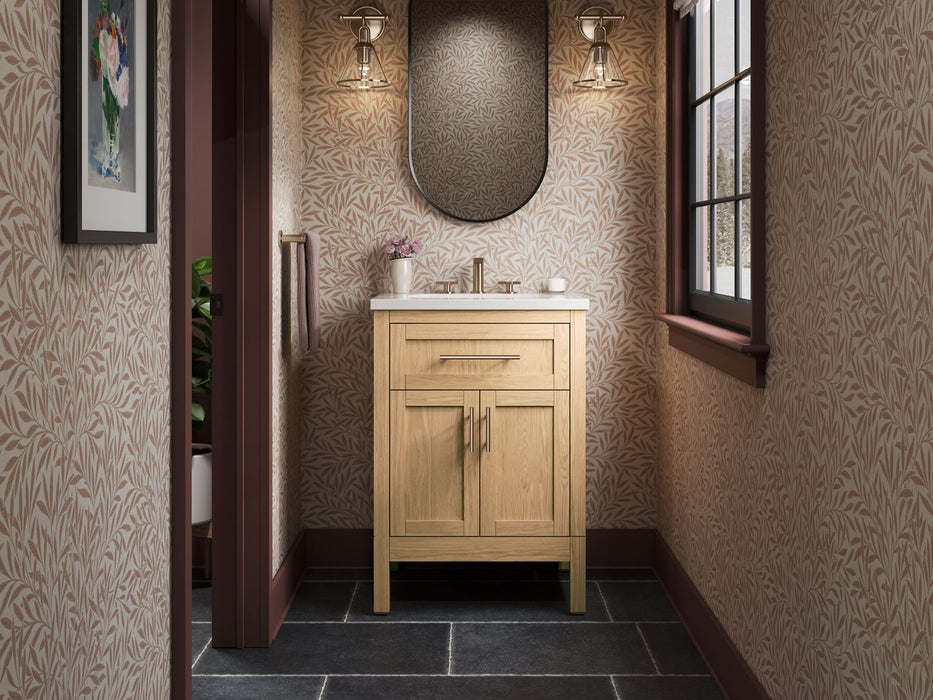 KOHLER K-39603-ASB Hadron 24" bathroom vanity cabinet with sink and quartz top, light oak - view 3
