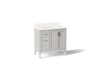 KOHLER K-39605-ASB Hadron 36" bathroom vanity cabinet with sink and quartz top, atmos grey