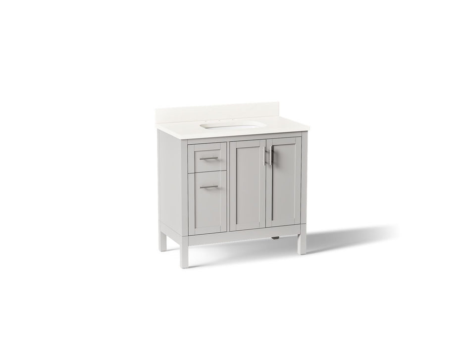 KOHLER K-39605-ASB Hadron 36" bathroom vanity cabinet with sink and quartz top, atmos grey - view 2