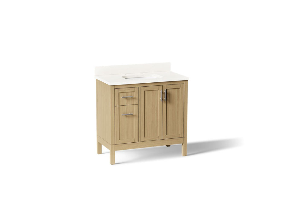 KOHLER K-39605-ASB Hadron 36" bathroom vanity cabinet with sink and quartz top, light oak - view 2