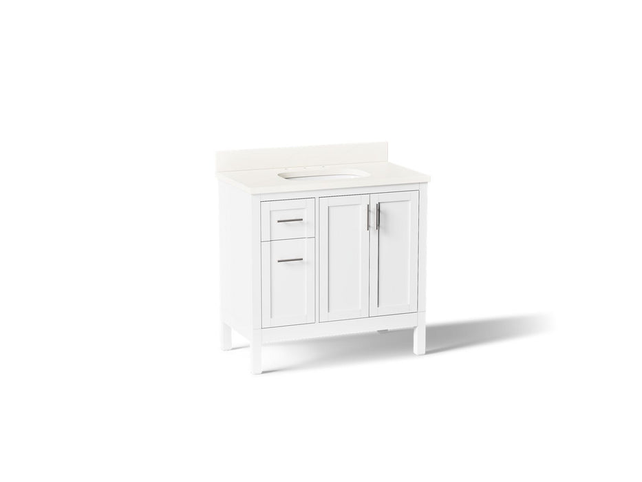 KOHLER K-39605-ASB Hadron 36" bathroom vanity cabinet with sink and quartz top, white - view 2