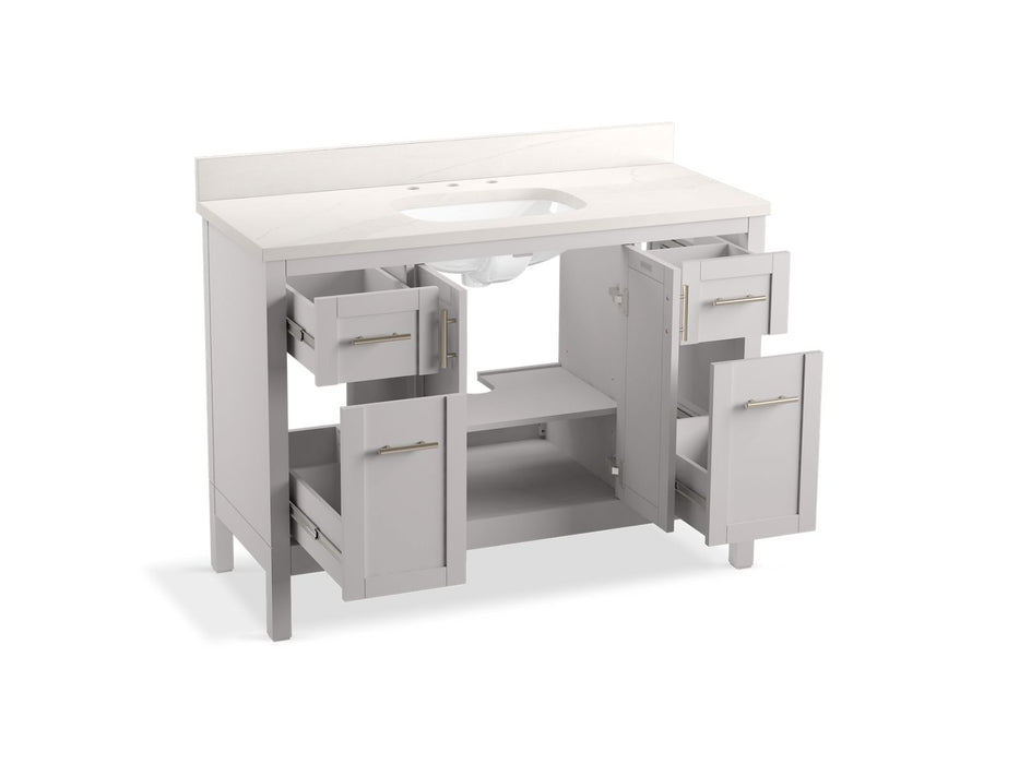 KOHLER K-39606-ASB Hadron 48" bathroom vanity cabinet with sink and quartz top, atmos grey - view 2