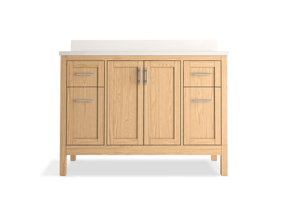 KOHLER K-39606-ASB Hadron 48" bathroom vanity cabinet with sink and quartz top, light oak - view 5