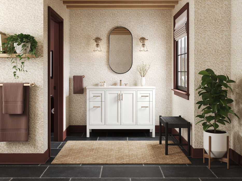KOHLER K-39606-ASB Hadron 48" bathroom vanity cabinet with sink and quartz top, white - view 4
