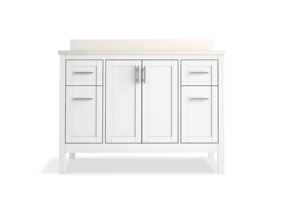 KOHLER K-39606-ASB Hadron 48" bathroom vanity cabinet with sink and quartz top, white - view 5