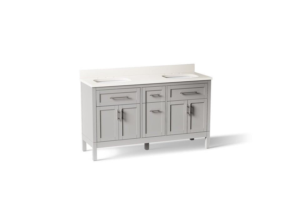 KOHLER K-39607-ASB Hadron 60" bathroom vanity cabinet with sinks and quartz top