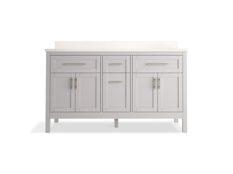 KOHLER K-39607-ASB Hadron 60" bathroom vanity cabinet with sinks and quartz top