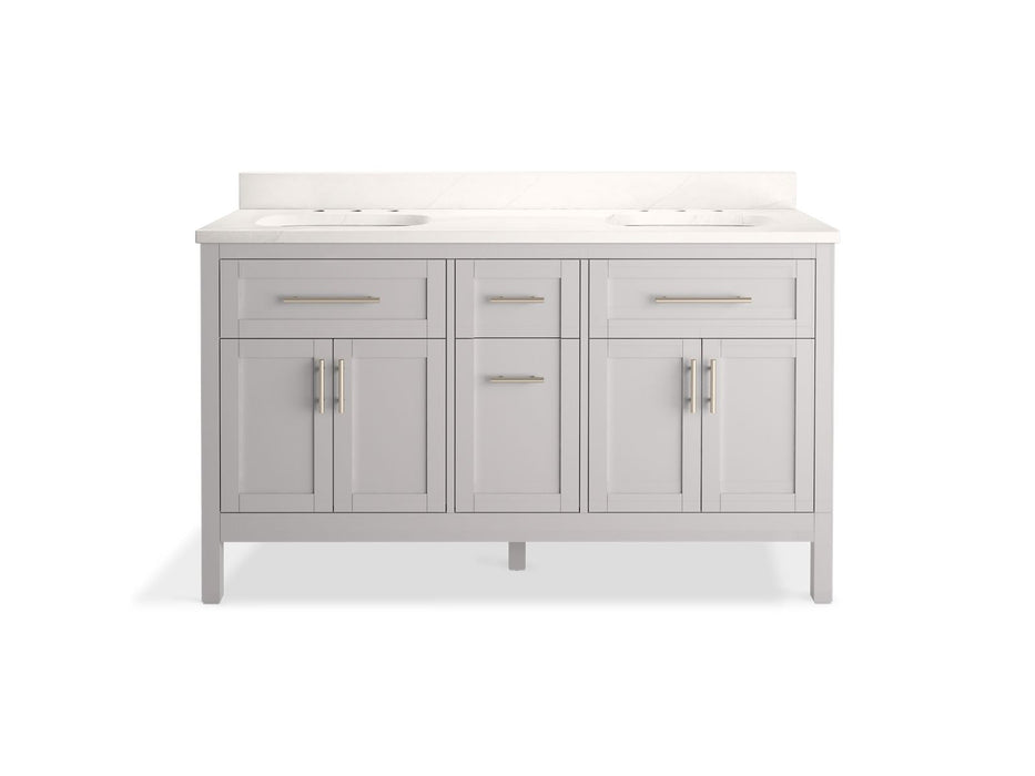 KOHLER K-39607-ASB Hadron 60" bathroom vanity cabinet with sinks and quartz top